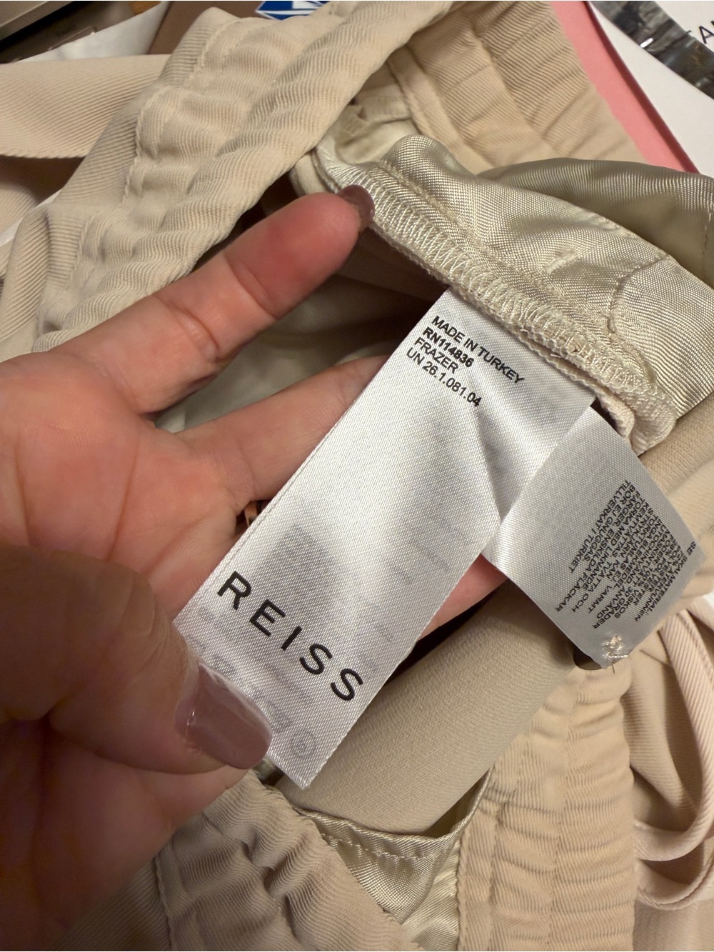 Reiss “Frazer” Wide Leg Side Stripe Trouser cream ivory size 8 - Picture 5 of 6